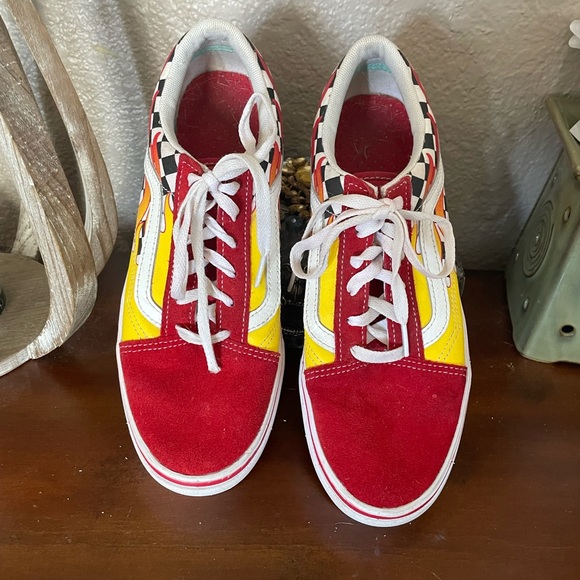 Vans Old Skool Red checkerboard flame Size 7 - Picture 7 of 8
